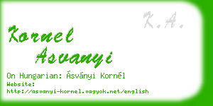 kornel asvanyi business card